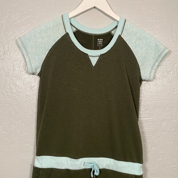 Title Nine Women S Green Blue Dress Colorblock French Terry Pockets Short Sleeve - Picture 3 of 10